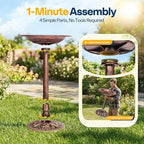 VIVOHOME Bird Bath for Outside, Polyresin, Pedestal, Antique Bronze - Image 6