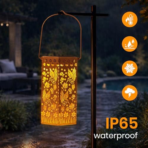 Solar Lanterns Waterproof Hummingbird Hanging Outside Decoration for Patio - Image 2
