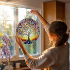 Stained Glass Window Hanging, 8 in Tree of Life Sun Catchers Indoor Window, Stained Glass Suncatcher, Gifts for Women, Her, Wife, Friend and Mom for Mother's Day, Christmas, Birthday - Image 2