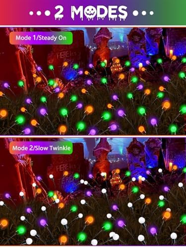 Halloween Solar Lights Outdoor, 8 Pack Firefly Lights Halloween Decorations - Image 4