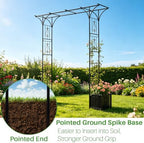 90" Garden Arbor Metal Arch Trellis for Climbing Plants with Planter Box - Image 5