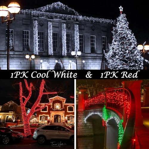 KAQ 2pack 500LED Solar String Lights Outdoor Waterproof Red & White - Image 2