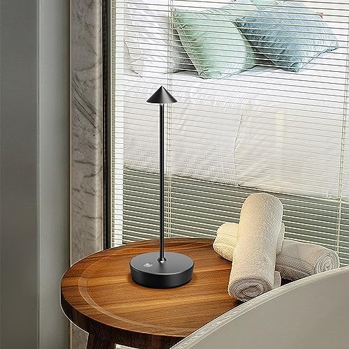 Set of 2 Cordless Rechargeable Led Table Lamp Battery Operated Light Black - Image 5