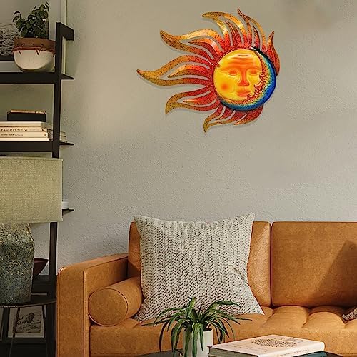Tuokiuhn Large Sun Metal Outdoor Wall Art Decor Moon Wall Decor - Image 5