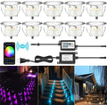 Smart LED Deck Lights Kit WiFi Controlled Color Changeable,Φ1.38“Outdoor IP67 Waterproof Low Voltage Step Lights In-Ground Lighting,Works with Samrt Phone,Alexa, Google Home(Silver Border,10pack) by QACALEDOutdoorRecessedDeckLightingKits