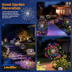 Solar Garden Lights Outdoor Decorative, 4pack 120 LED Firework Lights Waterproof，Solar Fairy Lights for Outside,Garden,Yard, Patio,Pathway,Flowerbed,Party(Multicolor) - Image 5