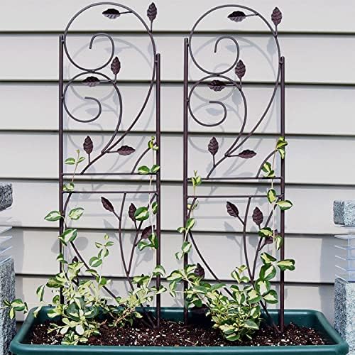 Sunnydaze 32-Inch Rustic Plant Design Outdoor Garden Trellis - Metal Wire Plant Support Trellis for Climbing Plants - Brown - Set of 2 - Image 4