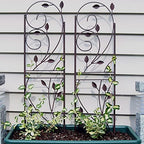 Sunnydaze 32-Inch Rustic Plant Design Outdoor Garden Trellis - Metal Wire Plant Support Trellis for Climbing Plants - Brown - Set of 2 - Image 4