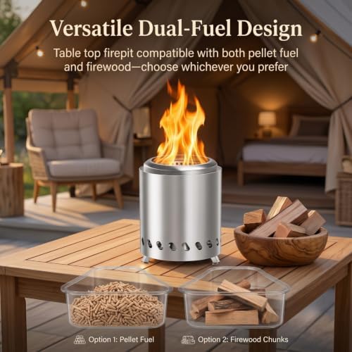 9.7 x 7.1 Inch Stainless Steel Tabletop Fire Pit Mini Smokeless - Image 6