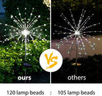 Solar Garden Firework Lights Outdoor Waterproof, 4 Pack Solar Powered Art Stake Twinkle Lighting for Outside Decor, 120 LED Sparklers String Lights for Yard Pathway Christmas Decorations(White) - Image 5