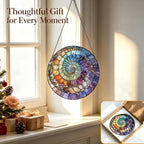 Rainbow Shell Spiral Suncatcher,Coastal Beach Stained Glass Window Hanging,8 Inch Indoor Outdoor Garden Sun Catchers,Sea Art Suncatchers for Windows Hanging,Christmas Birthday Gifts for Mom Grandma - Image 7