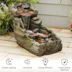 32.5" L Garden Outdoor Water Fountain, Floor Standing Cascading Realistic Tree Trunk Natural Waterfall Outdoor Fountains with LED Lights for Patio, Porch, Home Art Decor - Image 4
