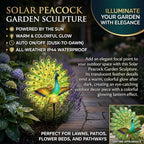 Solar Peacock Garden Sculpture Outdoor Decor Light，2pcs - Image 2