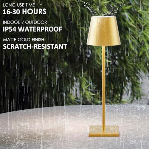 Cordless Table Lamp 5000mAh LED Rechargeable Lamp Gold RGB, 2-Pack - Image 5