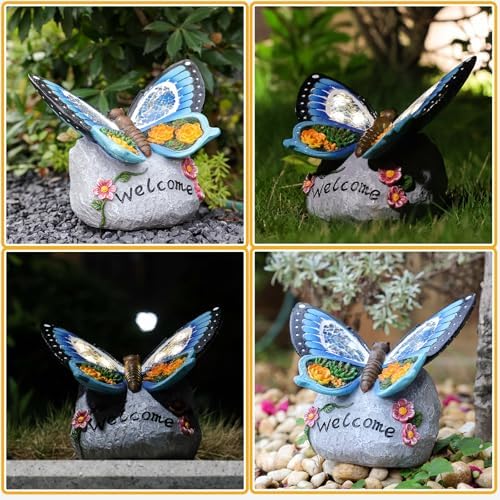 Yiosax-Garden Statue Butterfly Decor-Solar Outdoor Butterfly Light-Butterfly Figurine Decoration for Patio,Balcony,Yard,Lawn Ornament Garden Gift Women Mom - Image 5