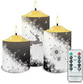 Cozeyat 3 Pieces Flameless Candles with Remote Control, Flickering Romantic Realistic Wax Pillar Tealights, Christmas Snowflake ELK Pattern Flameless Bullet Floating Candles for Christmas by Cozeyat
