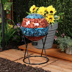 Alpine Corporation HGY292 Striped Mosaic Gazing Globe, Stylish Décor for Garden, Patio, & Lawn, 12" H, Orange and Turquoise - Image 2