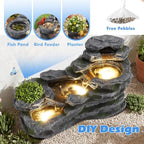 36.6" L Water Fountain Outdoor, 4-Tier Rock Cascading Water Feature - Image 5
