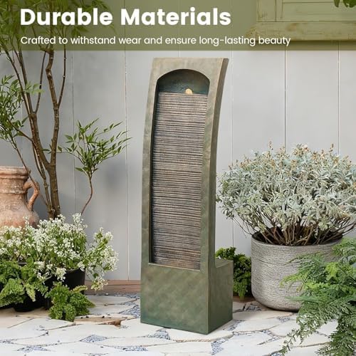 Sunlinua 42H Modern Outdoor Water Fountain with LED Light - Image 4