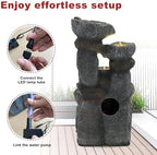 6-Tiers Cascading Outdoor Water Fountain with 6 LED Lights, Garden Fountain with Waterfalls for Home Garden, Patio, Porch and Backyard Art Decor, Natural Stone, Soothing Sound, Gray - Image 6