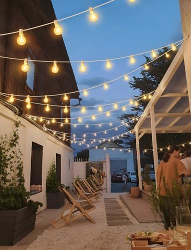Larkvue 50FT(2x25FT) Solar String Lights with Remote, 20+2 G40 Bulbs, White - Image 6