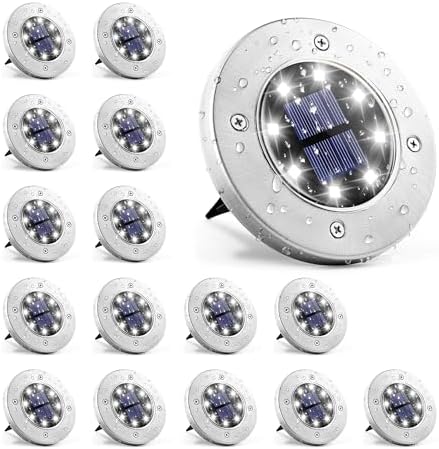GIGALUMI Solar In-Ground Fence Lights Waterproof 16 Pack Cool White by GIGALUMI