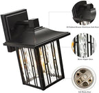 Outdoor Wall Lights Exterior, Front Porch Lights, Wall Sconce Wall Mount, Waterproof Wall Lantern with Water Ripple Glass, Black Lighting Fixtures for Garage, Patio House-2 Packs - Image 2
