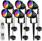 Spotlight Outdoor RGB Spot Lights 10W LED Landscape Lights Spot Lights Outdoor with 16 Color Changing for Yard Garden Decor, Landscape Lighting with Remote IP67 Waterproof (6) by Aoaxl