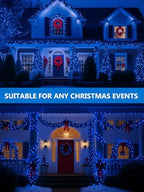 4 Pack Solar Christmas Lights Outdoor Waterproof, 132FT 400LED Solar String Lights Green Wire Fairy Lights, Solar Twinkle Lights with 8 Lighting Modes for Xmas Garden Decorations (Blue) - Image 5