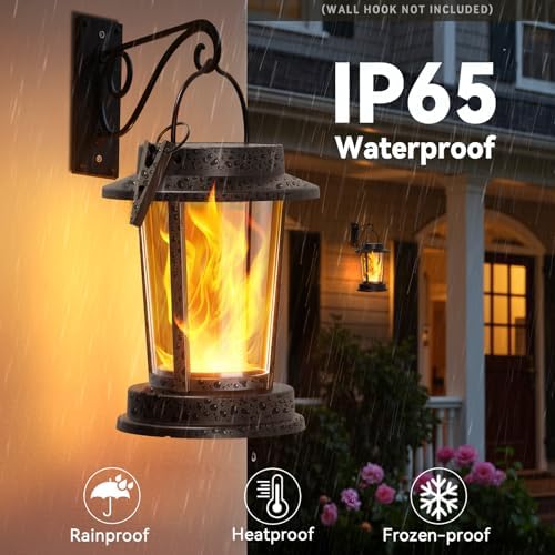 Solar Lanterns Outdoor Waterproof, Flickering Flame Solar Powered - Image 2