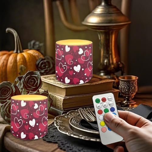 Flickering Flameless Candles with Remote Battery Operated Candles with Timer Red Hearts LED Pillar Tea Lights for Valentines Day Banquet Home Decorations - Image 4