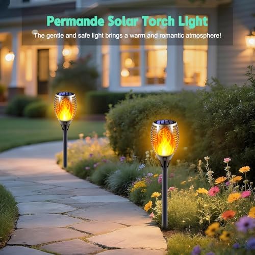 8 Pack Large Size Solar Flame Lights Outdoor with Flickering Flame - Image 2