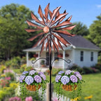 95 Inch Large Wind Spinner Outdoor Metal Garden Stake with Dual Hanging Hooks, Solar Powered Windmill Spinner for Yard & Patio, Heavy Duty Rustproof Kinetic Yard Art with Stable Ground Stake by Unknown