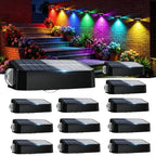 Waterproof Solar Fence Lights for Outdoor 12 Modes Warm & Cool White RGB LED Spot Lens 3-Sided Solar Powered Wall Lighting, Decor for Outside Patio Step Backyard Deck Railing Pool - 12 Pack by BUNEESolarLights