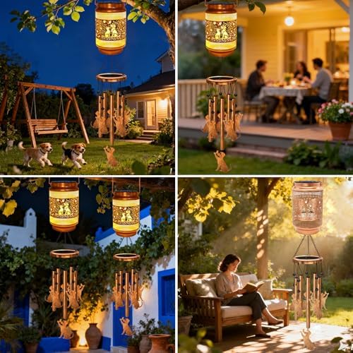 2 Pack Dog Solar Wind Chimes for Outside, Gifts for Mom Women Grandma Birthday Memorial Teacher, 32" Windchimes Outdoor Decor Hanging Solar Lantern for Garden Porch Patio Backyard - Image 6