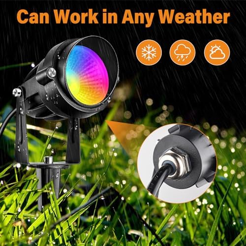 10W RGBW LED Landscape Lights Spot Lights Outdoor for Yard Garden Decor Spotlight, Landscape Lighting with 16 Color Changing and Remote IP68 Waterproof (10) - Image 4