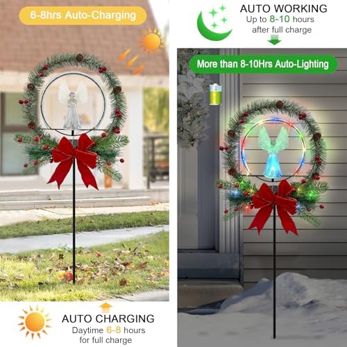 Fiber Optic Angel Solar Lights Garden Stakes,Christmas Decorastions Outdoor - Image 4