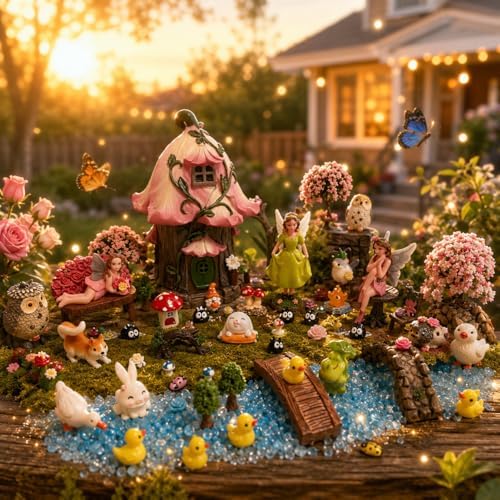 101Pcs Fairy Garden House Resin Accessories,Miniature Fairy Figurine,Animal - Image 6