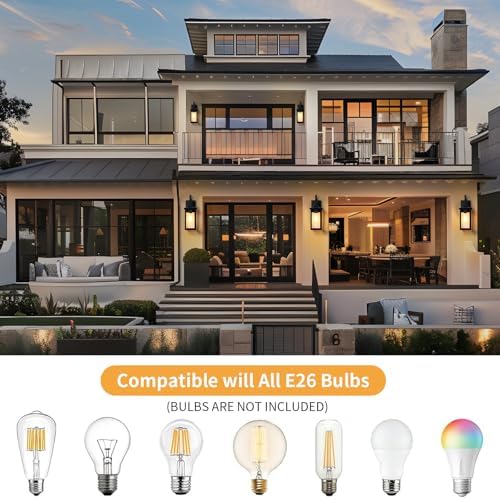 17" Large Outdoor Wall Lights for House 2-Pack, Matte Black - Image 7