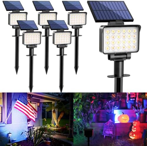 Solar Spot Lights Outdoor Waterproof, 6 Packs, RGB by COOZAMING