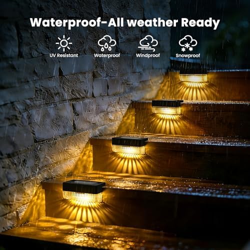 Solar Deck Lights Outdoor, Solar Step Lights Waterproof, 20 Pack Warm White - Image 2