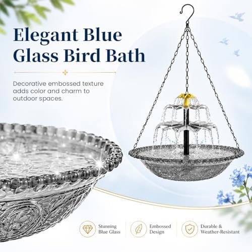 Solar Fountain for Bird Bath Outside, Garden Water Feature with Ground Stake Stand or Hanging Style for Patio, Yard & Lawn (A-XL-Gray) - Image 2
