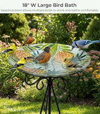 Large Glass Bird Bath with Metal Stand, Pineapple - Image 2