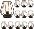 TRIROCKS Set of 12 Metal Battery Operated Lamp 7'' Tall mini Cage Shape Cordless Table Lamp Battery Lanterns with Warm Fairy Lights Bulb for Patio Garden Wedding Parties Indoor Outdoor(Black) by TRIROCKS