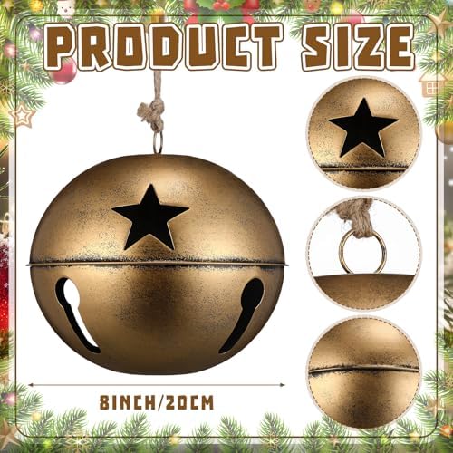 Civaner 1 Pcs 8 Inch Giant Metal Christmas Bronze Jingle Bell - Image 2
