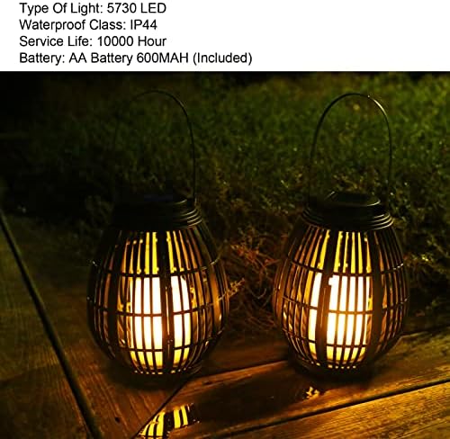Solar Garden Lantern LED, Waterproof Decorative Rattan Lantern for Outdoor Patio, Pathway, Courtyard Energy Saving, IP44 Rated, Warm Light with Hanging Handle - Image 3