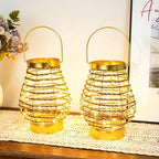 Set of 2 Metal Cordless Table Lamp 8 "H Metal Cage LED Cage Lamp with 6-Hour Timer, Vintage Decorative Fairy Lights Lantern for Indoor/Outdoor Bedrooms Weddings Parties Patio Events - Image 6