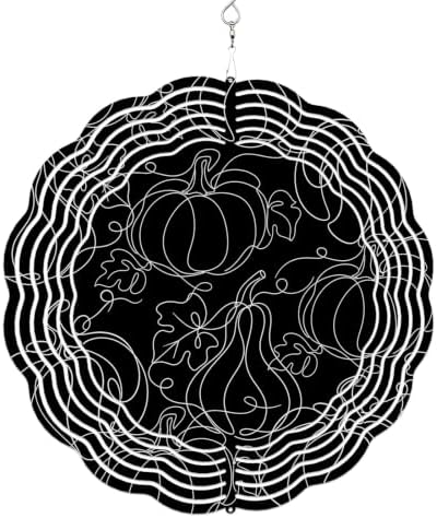 12 Inch Thanksgiving Fall Wind Spinner for Yard and Garden, Autumn Pumpkin Leaves Lines Black Hanging Ornaments Outdoor 3D Kinetic Wind Sculpture Spinners Indoor Outdoor Patio Décor Ornaments Gift by Unknown