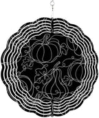 12 Inch Thanksgiving Fall Wind Spinner for Yard and Garden, Autumn Pumpkin Leaves Lines Black Hanging Ornaments Outdoor 3D Kinetic Wind Sculpture Spinners Indoor Outdoor Patio Décor Ornaments Gift by Unknown