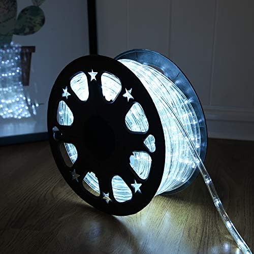 DINGFU 50ft 360 LED Waterproof Rope Lights, 110V Connectable Indoor Outdoor White Led Rope Lights for Outside, Deck, Patio, Pool, Camping, Bedroom Decor, Landscape Lighting and More (White) by DINGFU